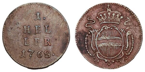 AUSTRIA 1 heller 1768 VF