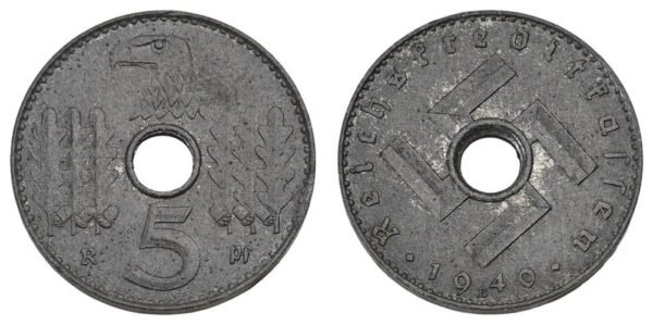 GERMANY 5 reichspfennig 1940B / 3rd Reich / Reichskreditkassen / XF