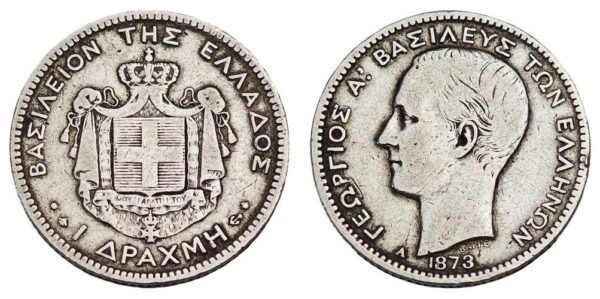 GREECE 1 drachma 1873 / Silver / VF