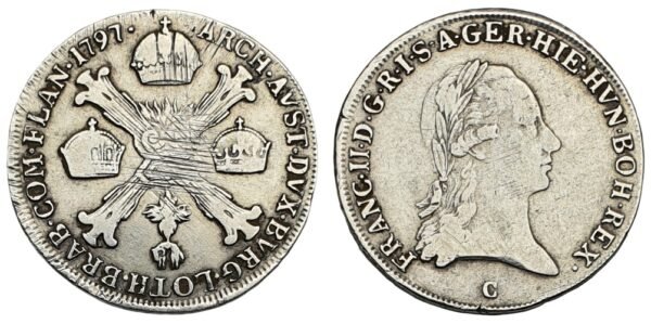 AUSTRIAN NETHERLANDS 1/4 kronenthaler 1797C / Silver / VF-
