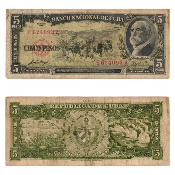 CUBA 5 pesos 1958 F