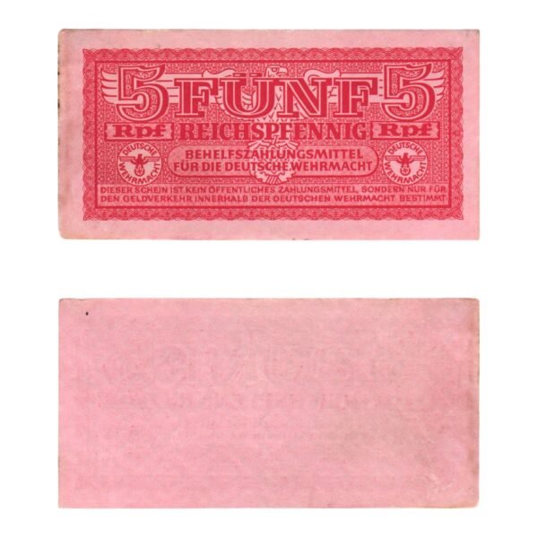 GERMANY 5 reichspfennig ND(1942) / 3rd Reich / Deutsche Wehrmacht / WWII Military Issue / VF