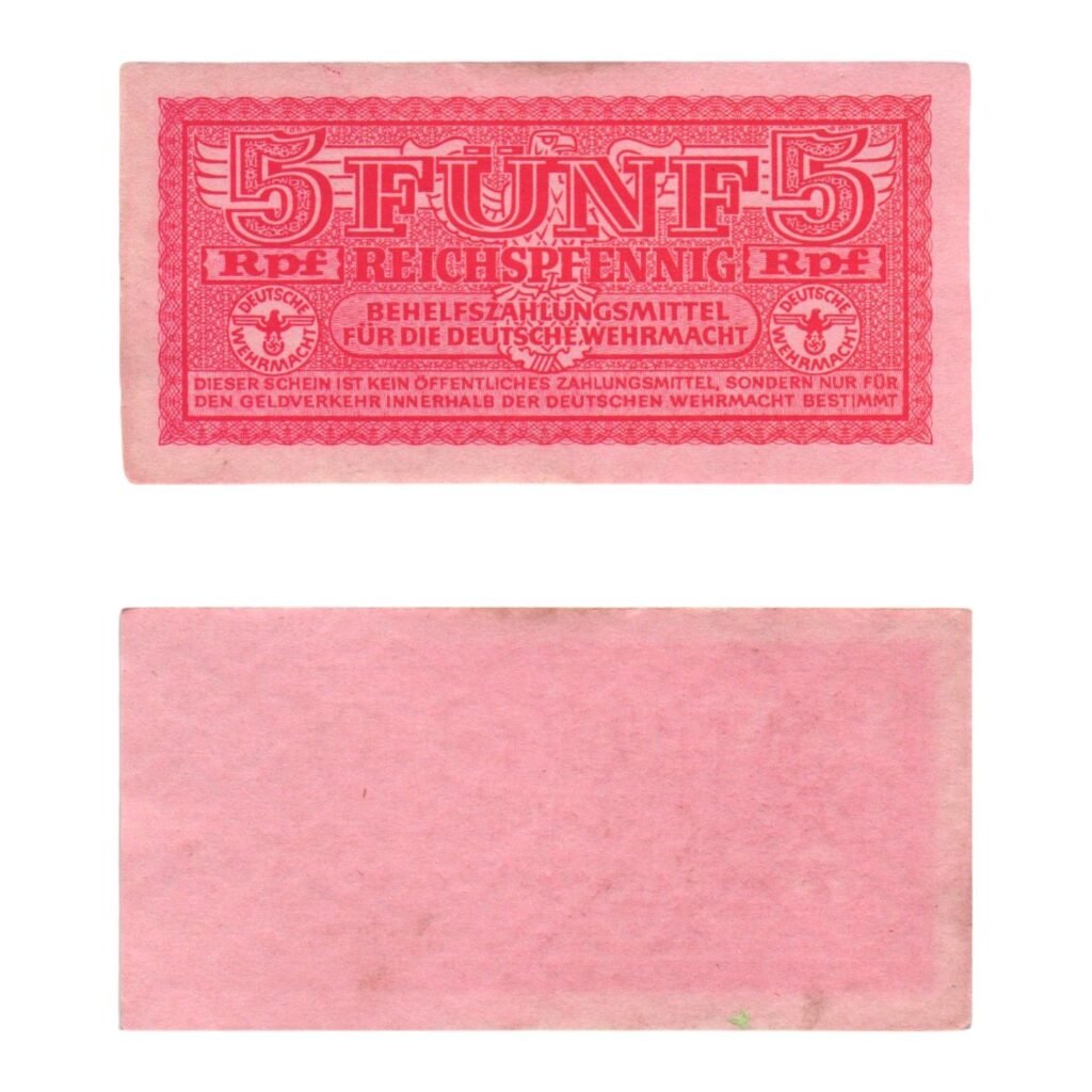 GERMANY 5 reichspfennig ND(1942) / 3rd Reich / Deutsche Wehrmacht / WWII Military Issue / VF+