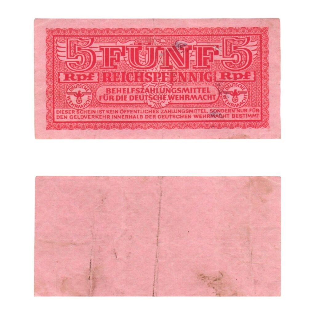 GERMANY 5 reichspfennig ND(1942) / 3rd Reich / Deutsche Wehrmacht / WWII Military Issue / VF