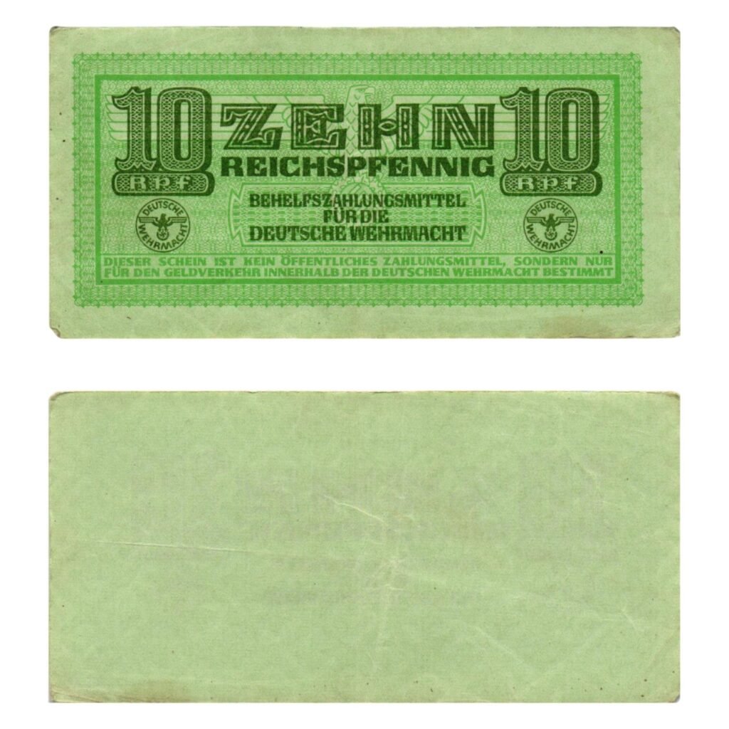 GERMANY 10 reichspfennig ND(1942) / 3rd Reich / Deutsche Wehrmacht / WWII Military Issue / VF