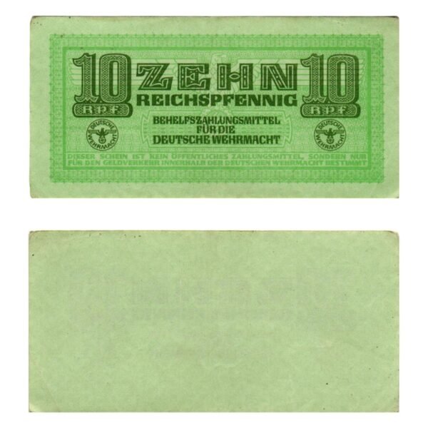 GERMANY 10 reichspfennig ND(1942) / 3rd Reich / Deutsche Wehrmacht / WWII Military Issue / VF+
