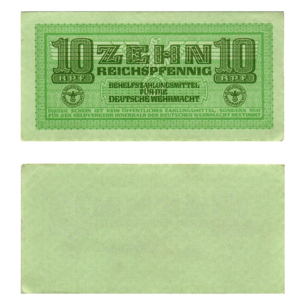 GERMANY 10 reichspfennig ND(1942) / 3rd Reich / Deutsche Wehrmacht / WWII Military Issue / VF