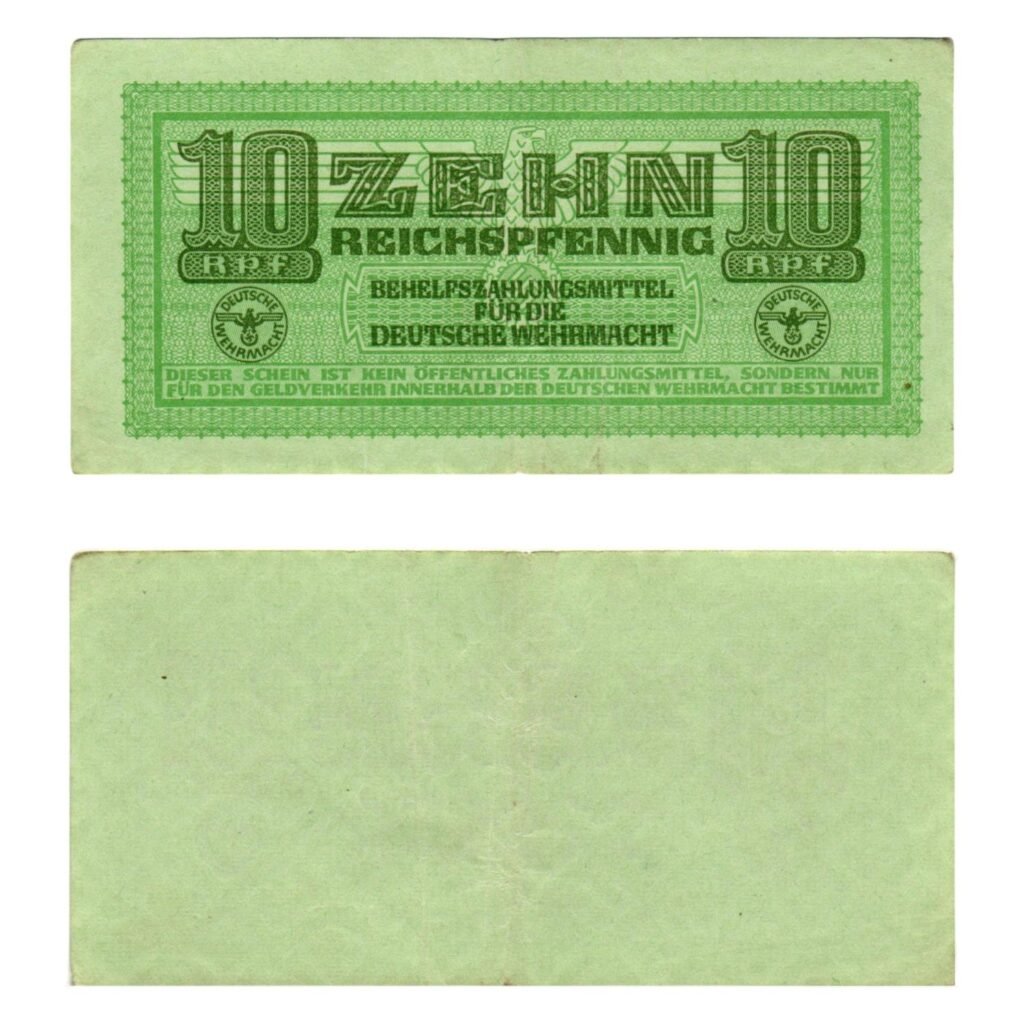 GERMANY 10 reichspfennig ND(1942) / 3rd Reich / Deutsche Wehrmacht / WWII Military Issue / VF