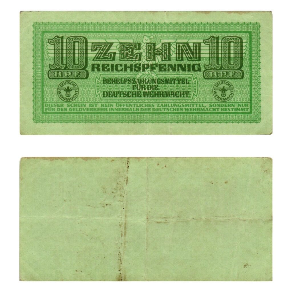 GERMANY 10 reichspfennig ND(1942) / 3rd Reich / Deutsche Wehrmacht / WWII Military Issue / VF-