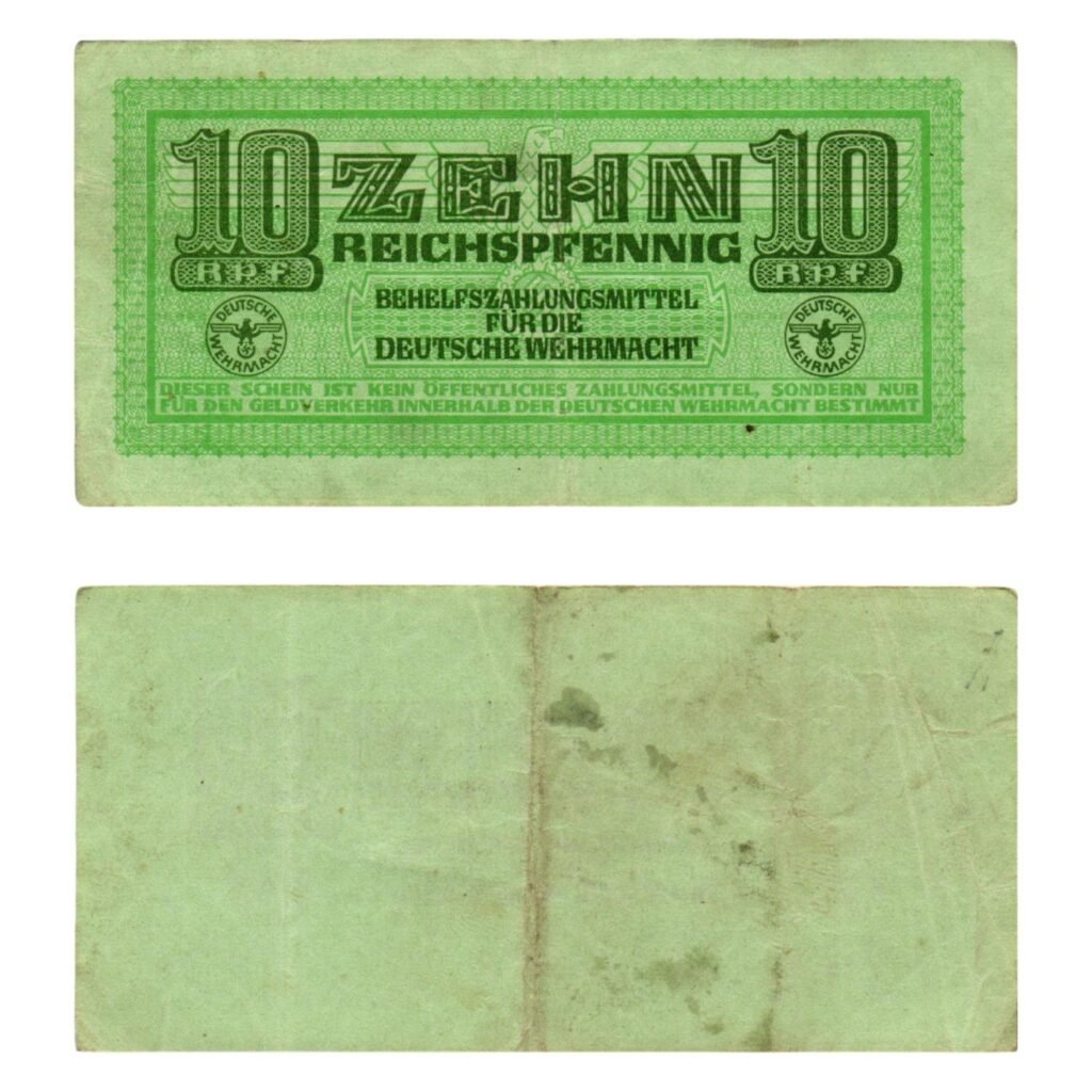 GERMANY 10 reichspfennig ND(1942) / 3rd Reich / Deutsche Wehrmacht / WWII Military Issue / VF-