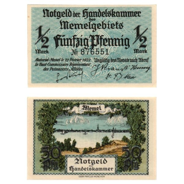 MEMEL 0.5 mark 1922 UNC-