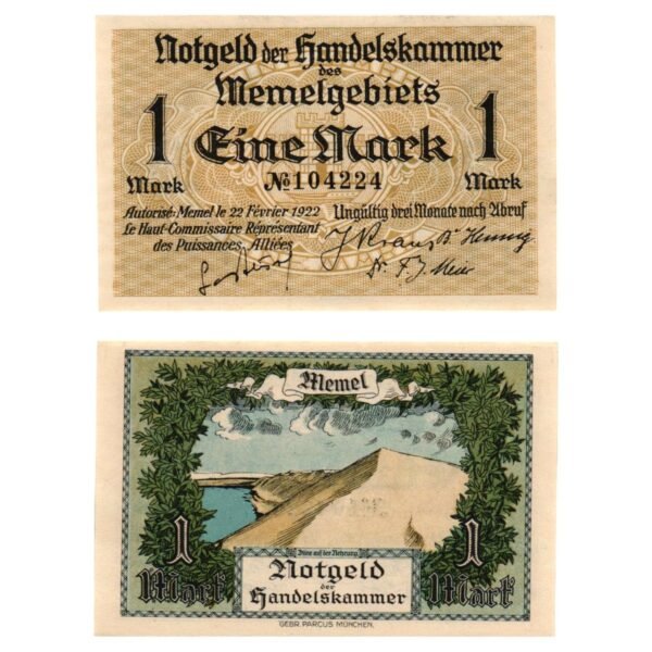 MEMEL 1 mark 1922 UNC