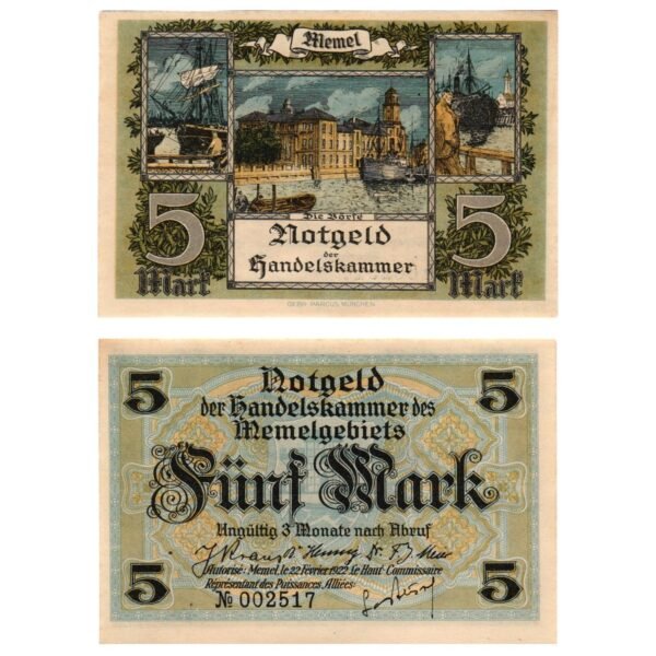 MEMEL 5 mark 1922 UNC