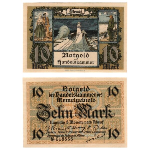 MEMEL 10 mark 1922 UNC