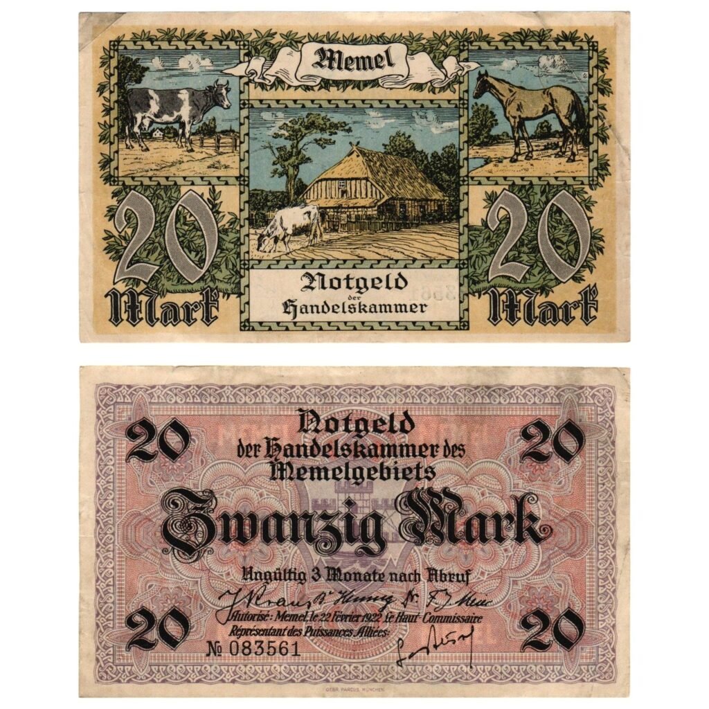 MEMEL 20 mark 1922 VF+