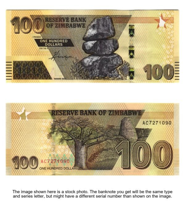 ZIMBABWE 100 dollars 2020 UNC
