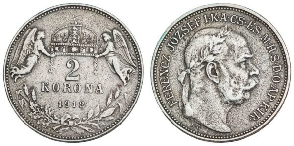 HUNGARY 2 korona 1912 / Silver / VF