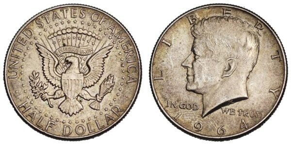 UNITED STATES OF AMERICA 1/2 dollar 1964 / Silver Kennedy Half Dollar / XF