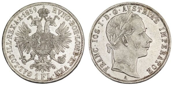 AUSTRIA 1 florin 1859A / Silver / XF