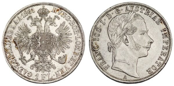 AUSTRIA 1 florin 1861A / Silver / XF