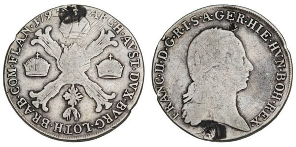 AUSTRIAN NETHERLANDS 1/2 kronenthaler 1797 / Silver / used as jewelry / VG