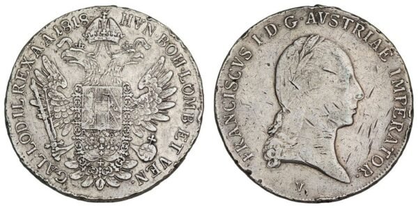 AUSTRIA 1 thaler 1818V / Venice mint / Silver / used as jewelry / VG