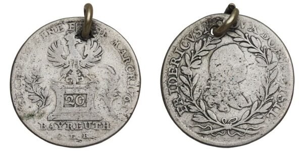 GERMANY 20 kreuzer 176_ / Bayreuth / Silver / used as jewelry / VG