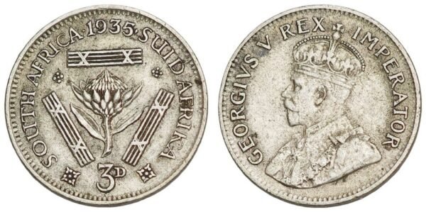 SOUTH AFRICA 3 pence 1935 / Silver / VF