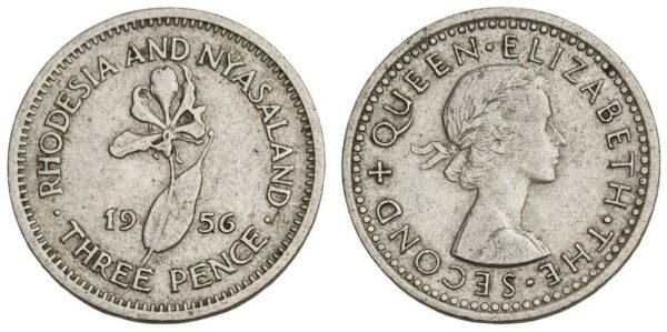 RHODESIA AND NYASALAND 3 pence 1956 VF