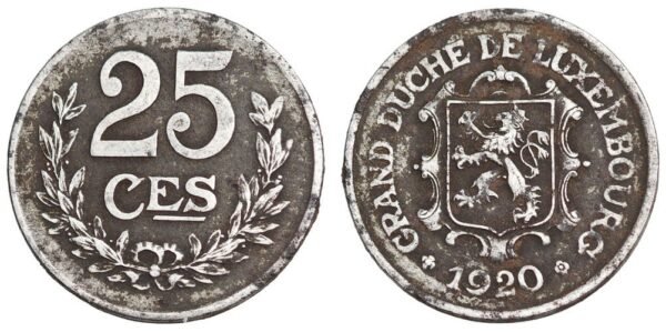 LUXEMBOURG 25 centimes 1920 VF-