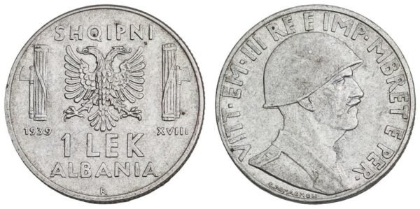 ALBANIA 1 lek 1939 / Italian occupation / VF