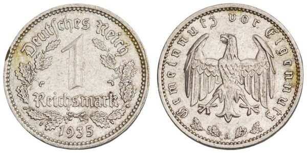 GERMANY 1 reichsmark 1935A / 3rd Reich / VF