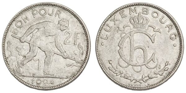 LUXEMBOURG 2 francs 1924 VF