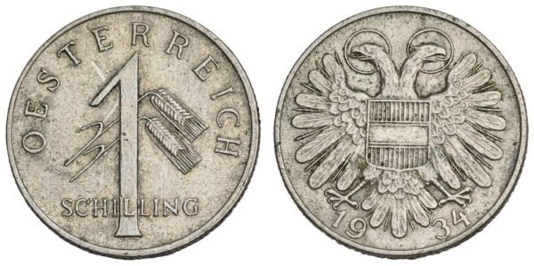 AUSTRIA 1 schilling 1934 VF