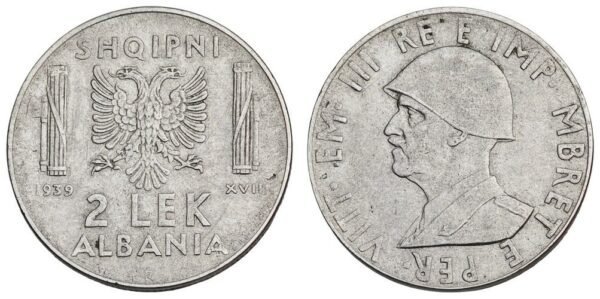 ALBANIA 2 lek 1939 / Italian occupation / VF