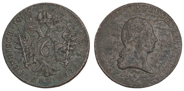 AUSTRIA 6 kreuzer 1800A VF-