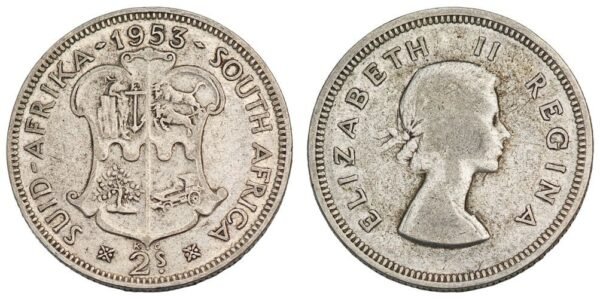 SOUTH AFRICA 2 shillings 1953 / Silver / VF