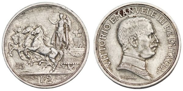 ITALY 2 lire 1915 / Silver / VF