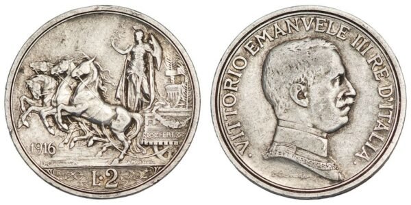 ITALY 2 lire 1916 / Silver / VF