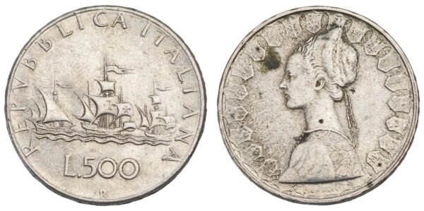 ITALY 500 lire 1965 / Silver / VF