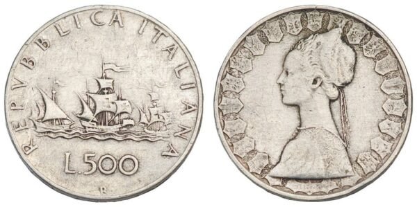 ITALY 500 lire 1961 / Silver / VF