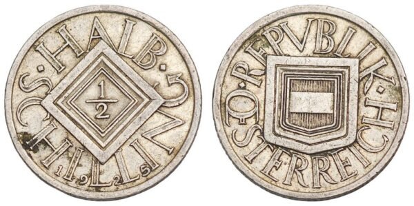 AUSTRIA 1/2 schilling 1925 / Silver / VF