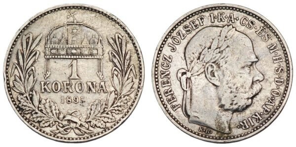 HUNGARY 1 korona 1895 / Silver / VF