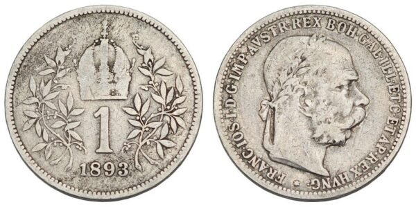 AUSTRIA 1 corona 1893 / Silver / VF