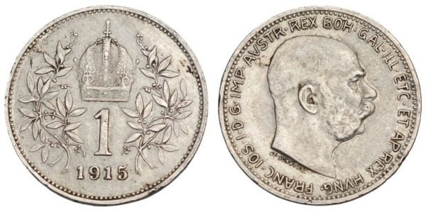 AUSTRIA 1 corona 1915 / Silver / VF