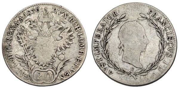 AUSTRIA 20 kreuzer 1830E / Silver / VF-