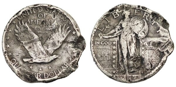UNITED STATES OF AMERICA 1/4 dollar 1917(?) / Silver Standing Liberty / VG-