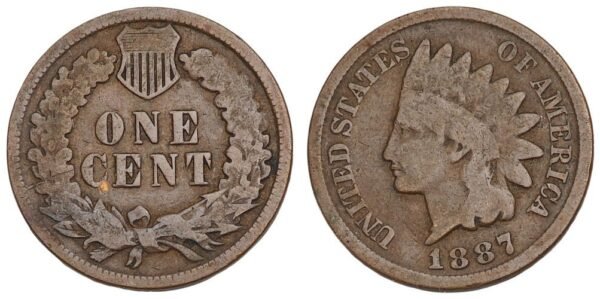 UNITED STATES OF AMERICA 1 cent 1887 / Indian Head / VF