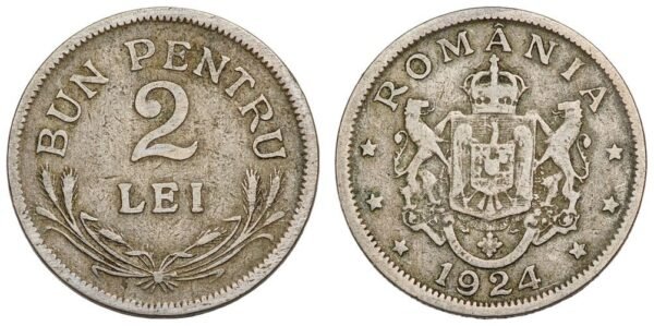 ROMANIA 2 lei 1924 VF