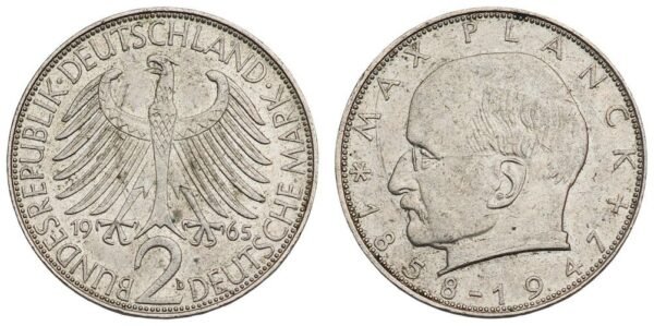 GERMANY 2 mark 1965D / Max Planck / VF
